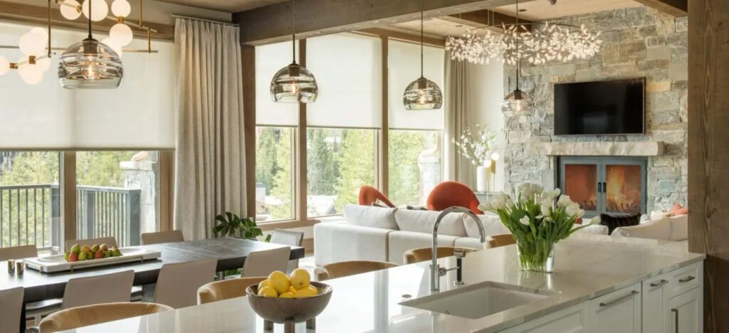 room with custom window coverings