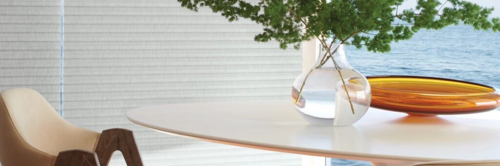 Window Treatments -Duettes behind a table