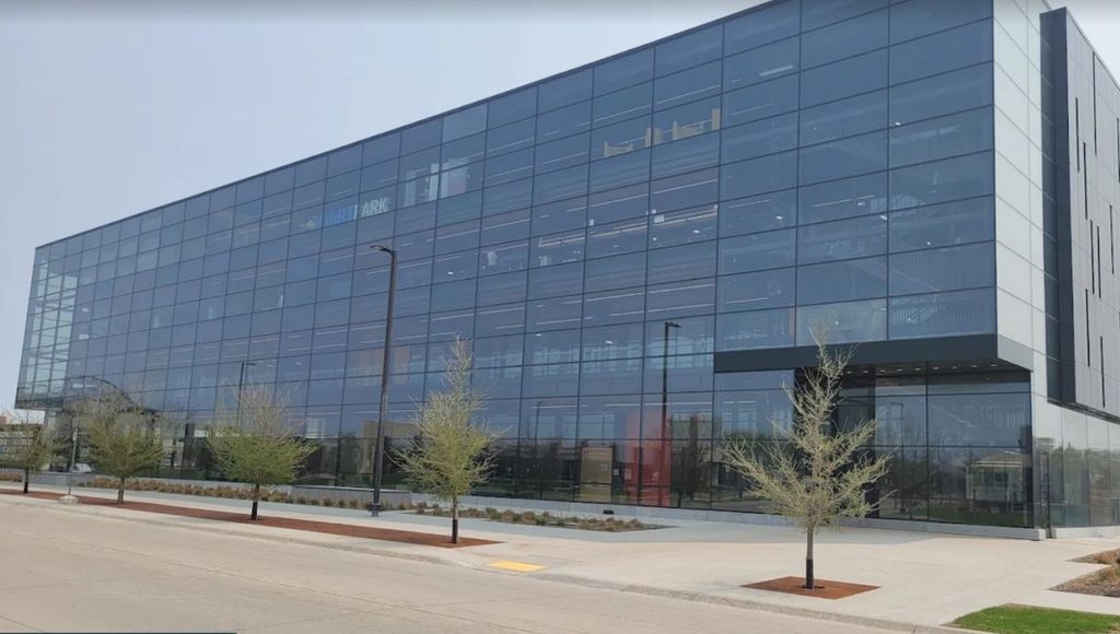 Professionally installed window blinds by Superblinds at Smartpark Innovation Hub in Winnipeg.